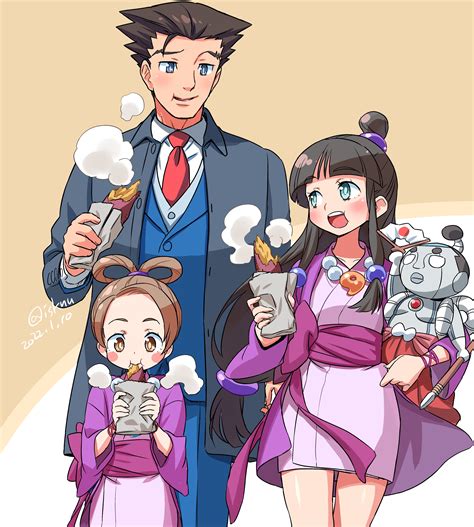 phoenix wright, maya fey, pearl fey, and steel samurai (ace attorney