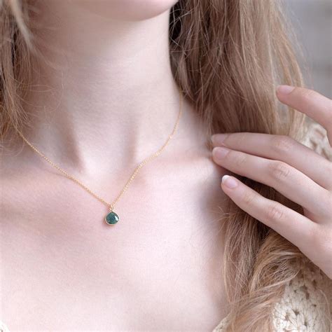 Tiny Gemstone Pendant Necklace, Simple Birthstone Necklace, Bridesmaid ...