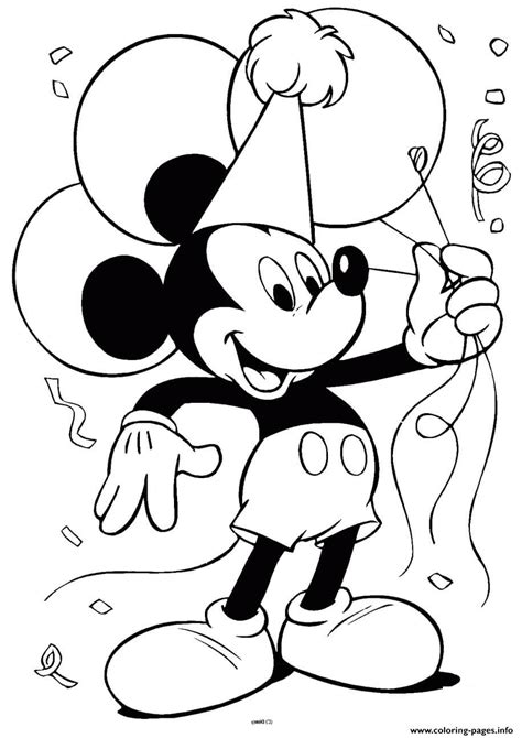 Micky Mouse With Ballons Disney Coloring Pages Printable