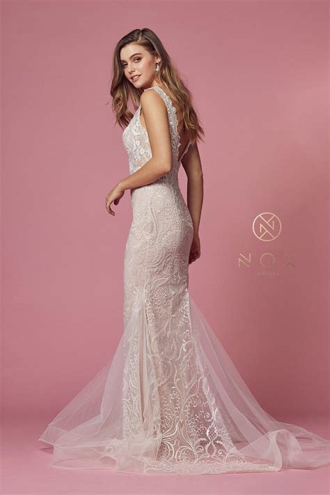White/Rose Sleeveless Fitted Long Wedding Gown - Wedding Dresses – The