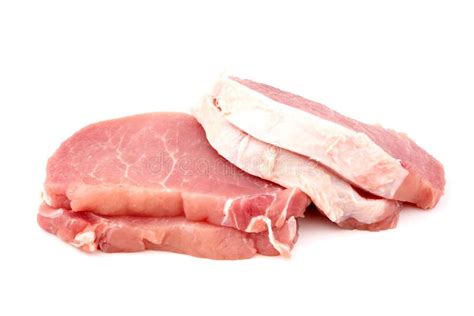 Raw Pork Cutlet On White Background, Red Meat Pig Stock Image - Image of fatty, image: 164452785