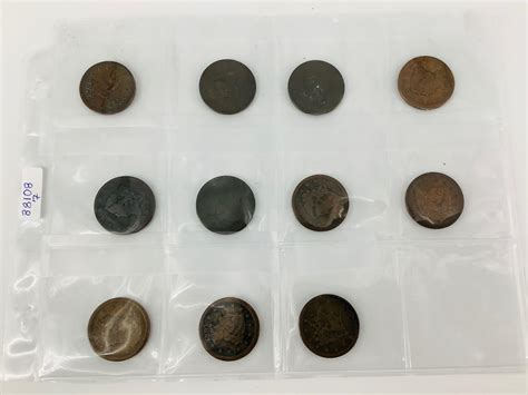 Lot - Seven U.S. Large One Cent Coins + Four U.S. Coins (11 Large Cents)