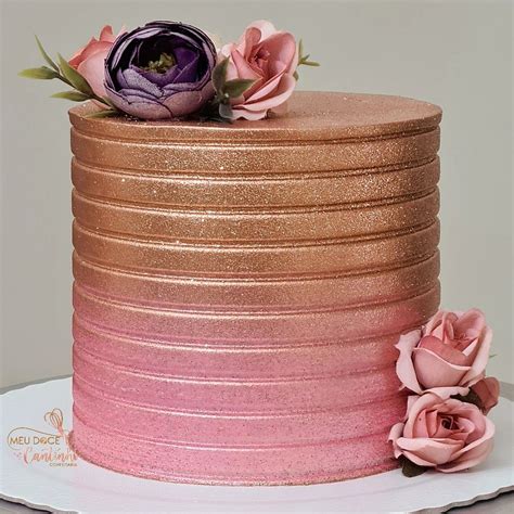 Bolo Com Glitter Rose Gold
