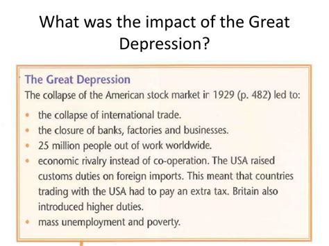 PPT - What was the impact of the Great Depression? PowerPoint ...