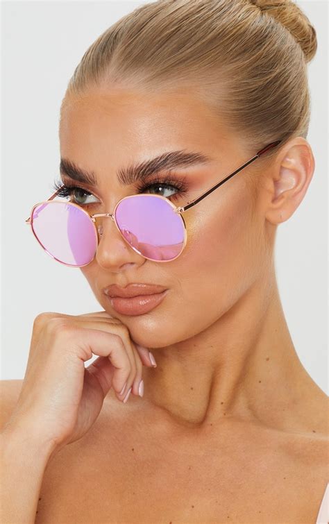 Pink Lens Revo Round Sunglasses | Accessories | PrettyLittleThing