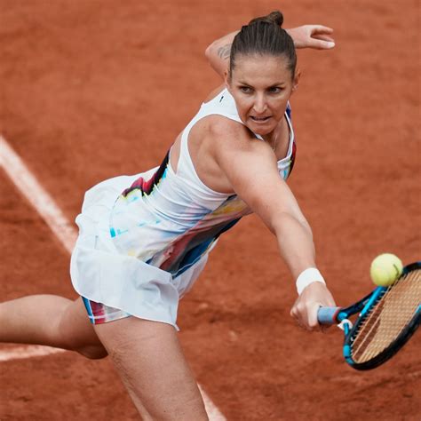 Download Karolina Pliskova Running Backhand Wallpaper | Wallpapers.com