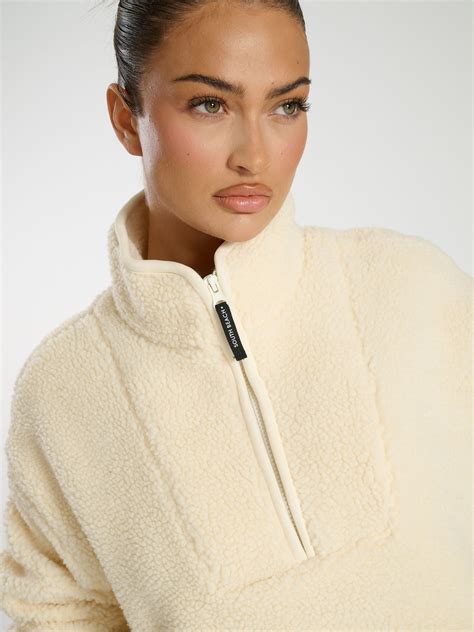 Buy South Beach Cream Borg Quarter Zip Jacket from the Next UK online shop