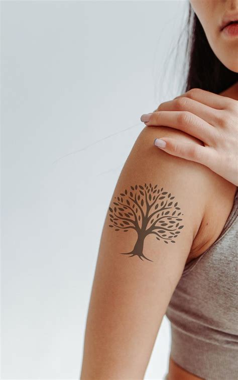 minimalist tree  life temporary tattoo  stylish  elegant symbol
