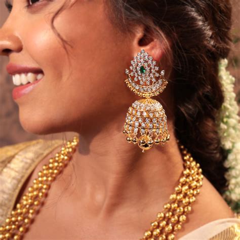 gold ball bridal jhumka earrings necklace design  kt polish sneha