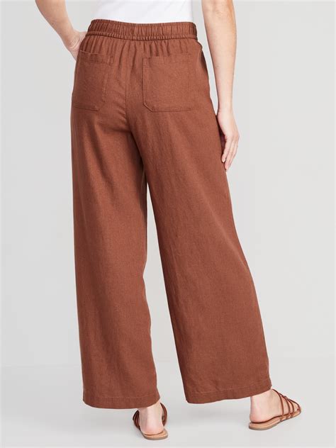 High-Waisted Linen-Blend Wide-Leg Pants for Women | Old Navy