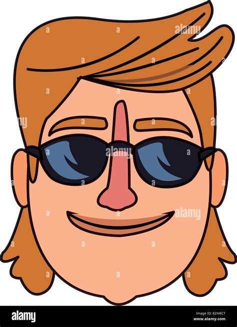 Man smiling with sunglasses face cartoon vector illustration graphic design Stock Vector Image ...