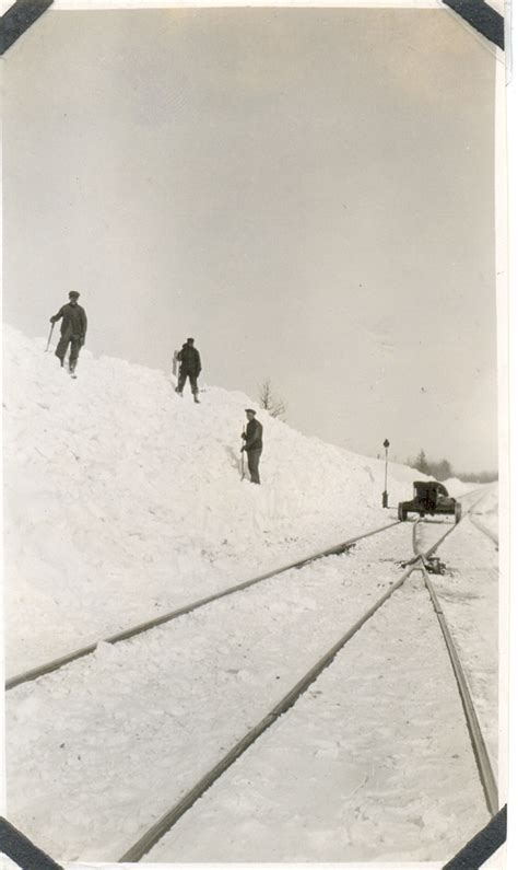 Brandon Mn History Center: Snow being cleared off the Great Northern Railroad tracks in Brandon MN