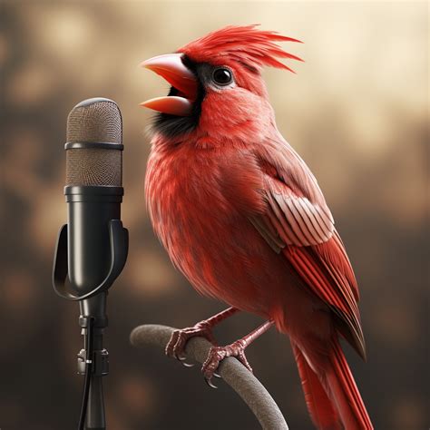 Cardinal Bird And Microphone Free Stock Photo - Public Domain Pictures