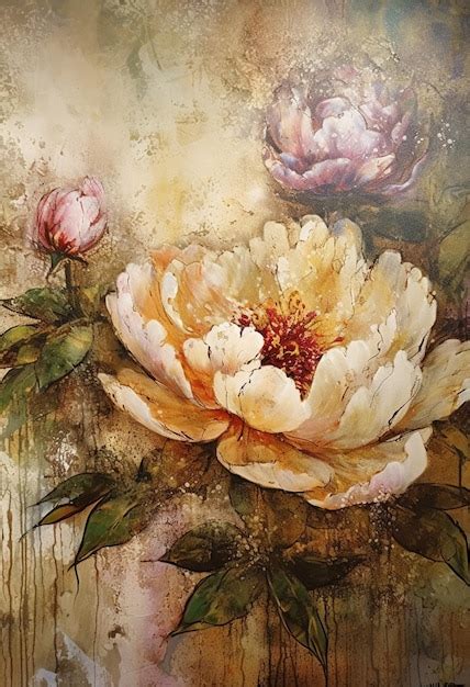 Premium AI Image | A painting of peonies with the word peonies on it