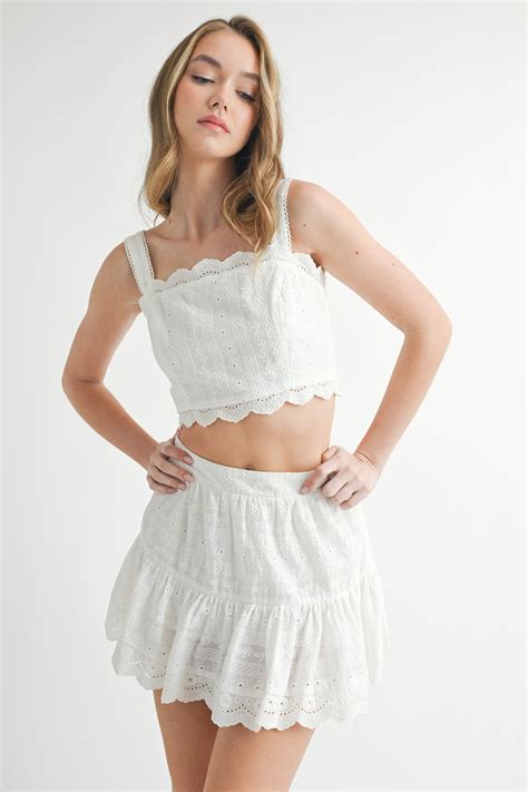 mia crop top tiered skirt set mable clothing