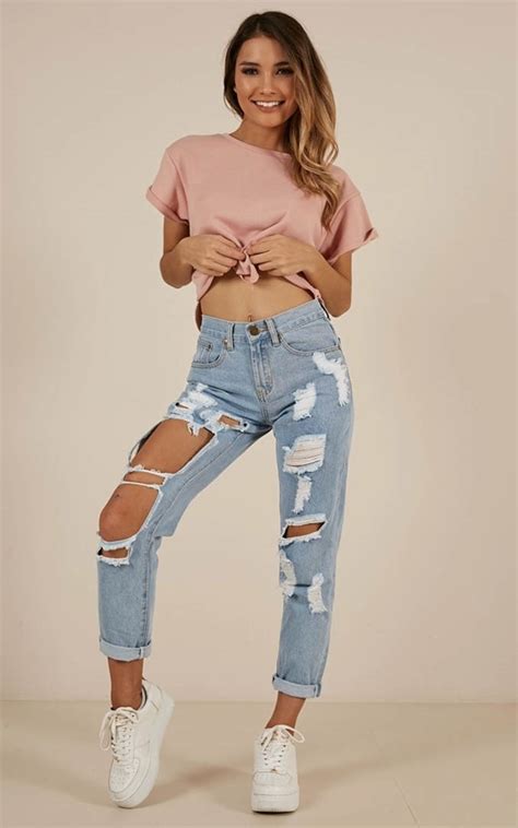 wear ripped jeans denim fashion girls