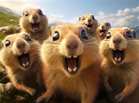 Premium Photo | A group of marmots