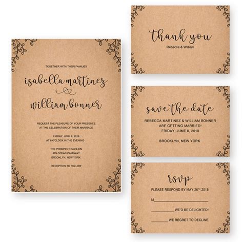 Rustic Wedding Invitation Paper - Cora