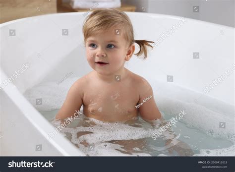 cute  girl  foamy bath stock photo  shutterstock