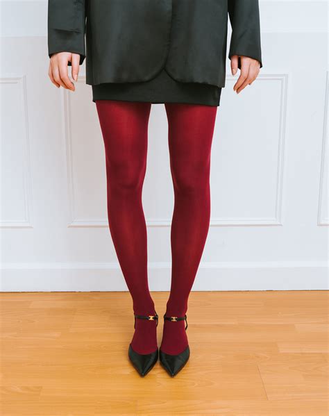 burgundy color tights