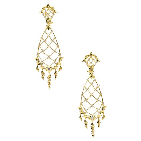 Italian Designer Geometric Free Form Dangle Drop Earrings in 18kt