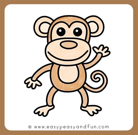 draw  monkey step  step drawing guide easy peasy  fun