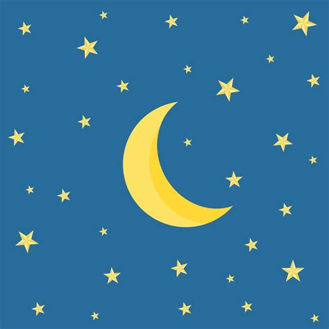 dibujos animados de luna y estrellas sobre fondo azul. 11892896 Vector