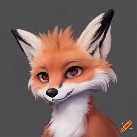 Furry fox headshot, cute, long ears