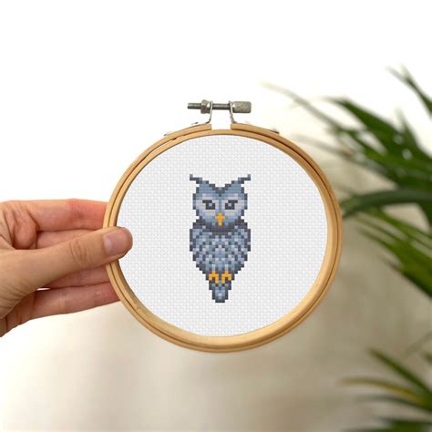 Tiny Cross Stitch Owl Mini Cross Stitch Bird Small Easy | Etsy