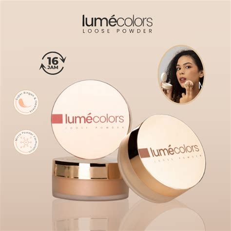 jual bedak tabur lumecolors loose powder dewy wardah marcks