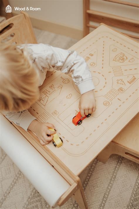 Toddler Activity Table with Paper Holder – Woodandroom