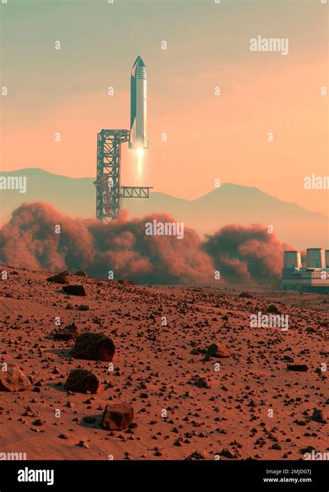 spacex starship mars landing stock photo alamy