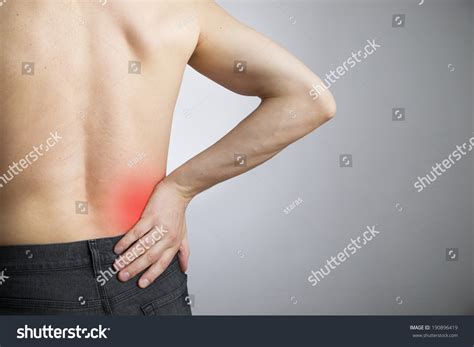 Pain Lower Back Men On Gray Stock Photo 190896419 | Shutterstock