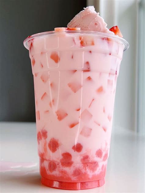 Cornstarch Boba Recipe - Strawberry Ice Cream Boba Drink | Recipe ...