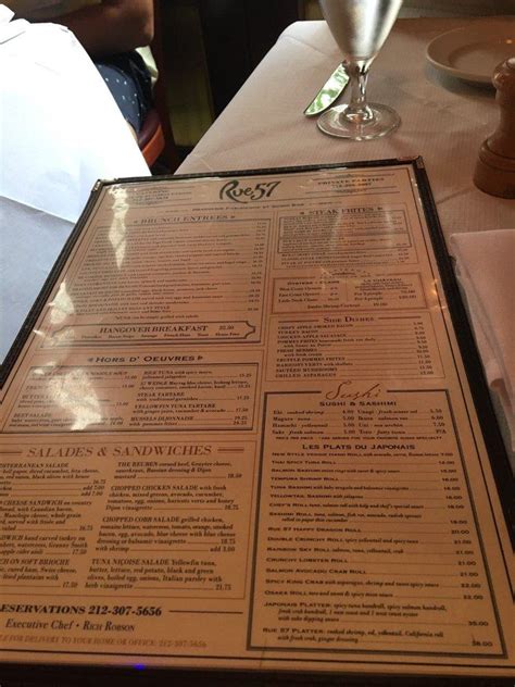 Menu at Rue 57 restaurant, West New York