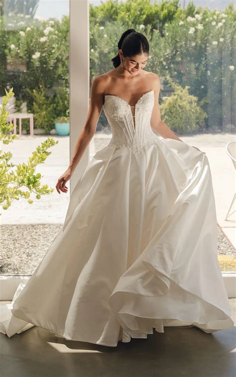 Strapless Ballgown Wedding Dress with Beaded Lace and Satin