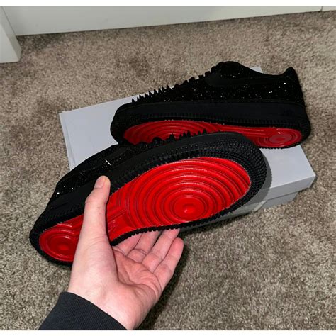 Black Spike Glitter Red Bottom AF1 in 2023 | Red bottom shoes, Red