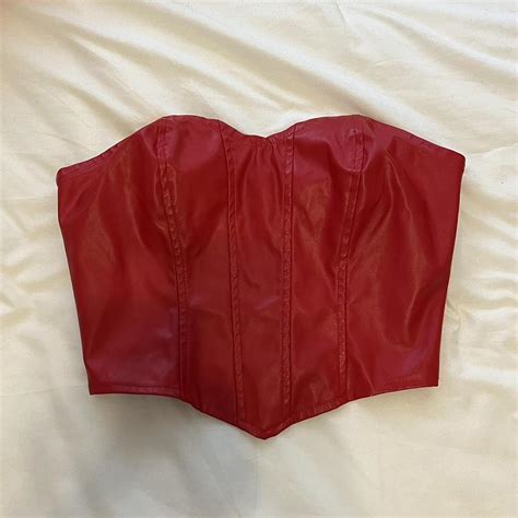 shein womens red corset depop