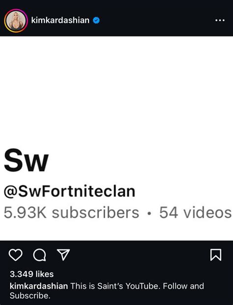 Kim 的 ig 疑似又被兒子 Saint盜用拿來宣傳自己的 Fortnite 頻道