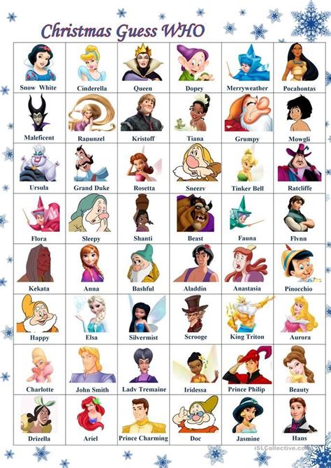 Christmas guess who Disney worksheet - Free ESL printable worksheets ...
