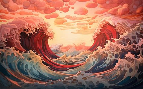 premium photo mesmerizing waves wavy scene