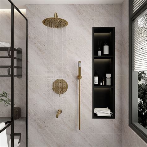 clihome Round 3 Functions Wall Mount Dual Shower Head Complete Shower