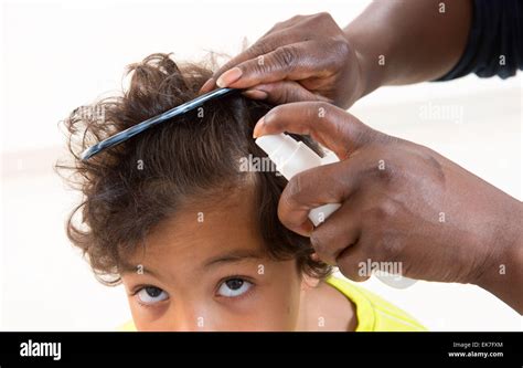 Treatment louse child Stock Photo - Alamy