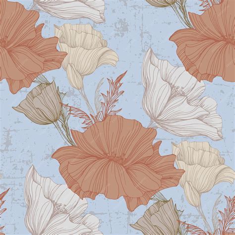 Premium Vector | Poppy Seamless Pattern