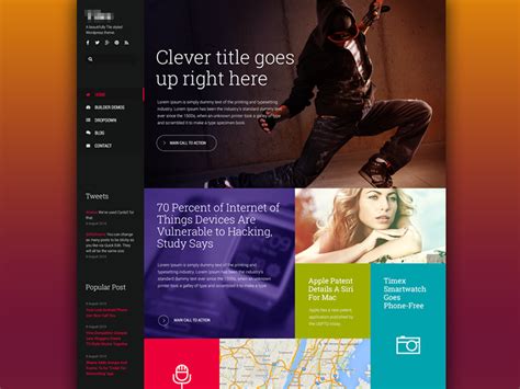 Tile-like layout. WP theme | Desain web, Desain grafis, Desain