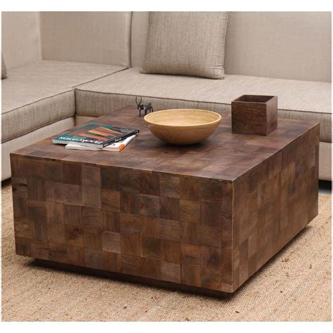 Rustic Wood Square Coffee Table / Brooklyn Max Sullivan Solid Acacia ...