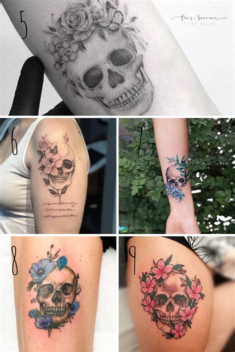 27 Beautiful Skull and Flower Tattoo Ideas - Tattoo Glee