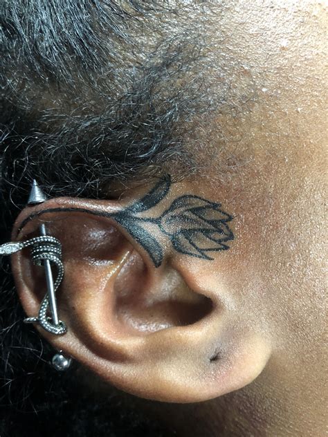 Ear rose tattoo | Behind ear tattoo, Rose tattoo, Simple rose tattoo