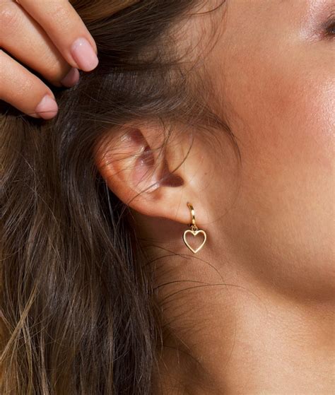 Gold Heart Earrings Heart Hoop Earrings Dainty Heart Hoops | Etsy