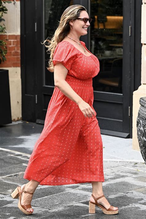 Kelly Brook in a Red Dress at the Global Studios in London 08-05-2024
